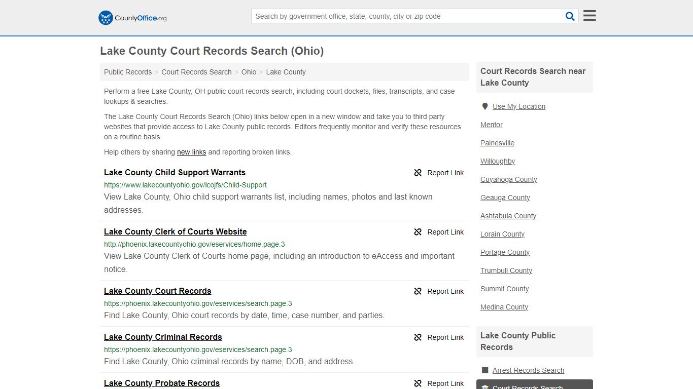 Court Records Search - Lake County, OH (Adoptions, Criminal, Child ...